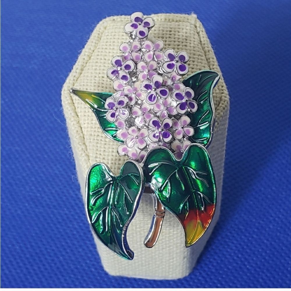 LILAC Spring Floral Enameled Brooch Pin